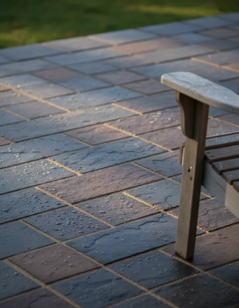 Bluestone paver patio detail showing natural color variation for Massachusetts outdoor living