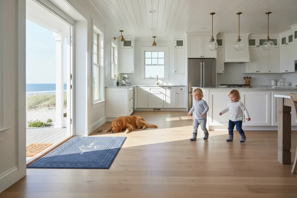 Well-maintained SPC Luxury Vinyl kitchen floor in a busy family home on the North Shore